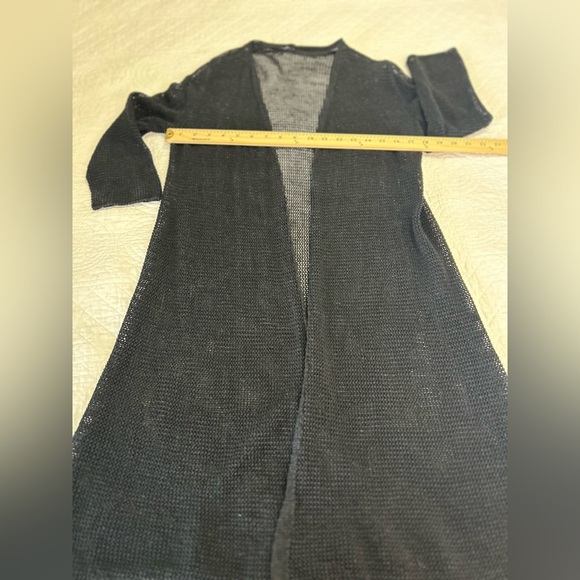 Black Mesh Cardigan/Swim Coverup.  Size Large. Coastal. Euro Summer. - Picture 4 of 6